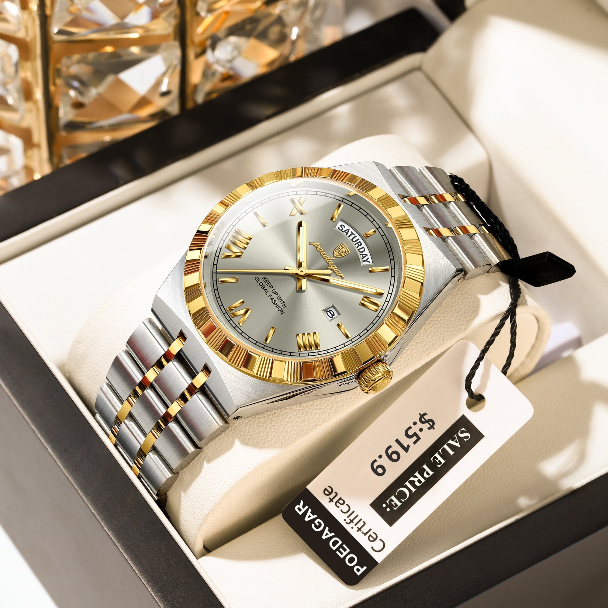 Montre POEDAGAR Fashion en acier inoxydable étanche pour homme et femme, de luxe et originale, à quartz, idéale pour les affaires.