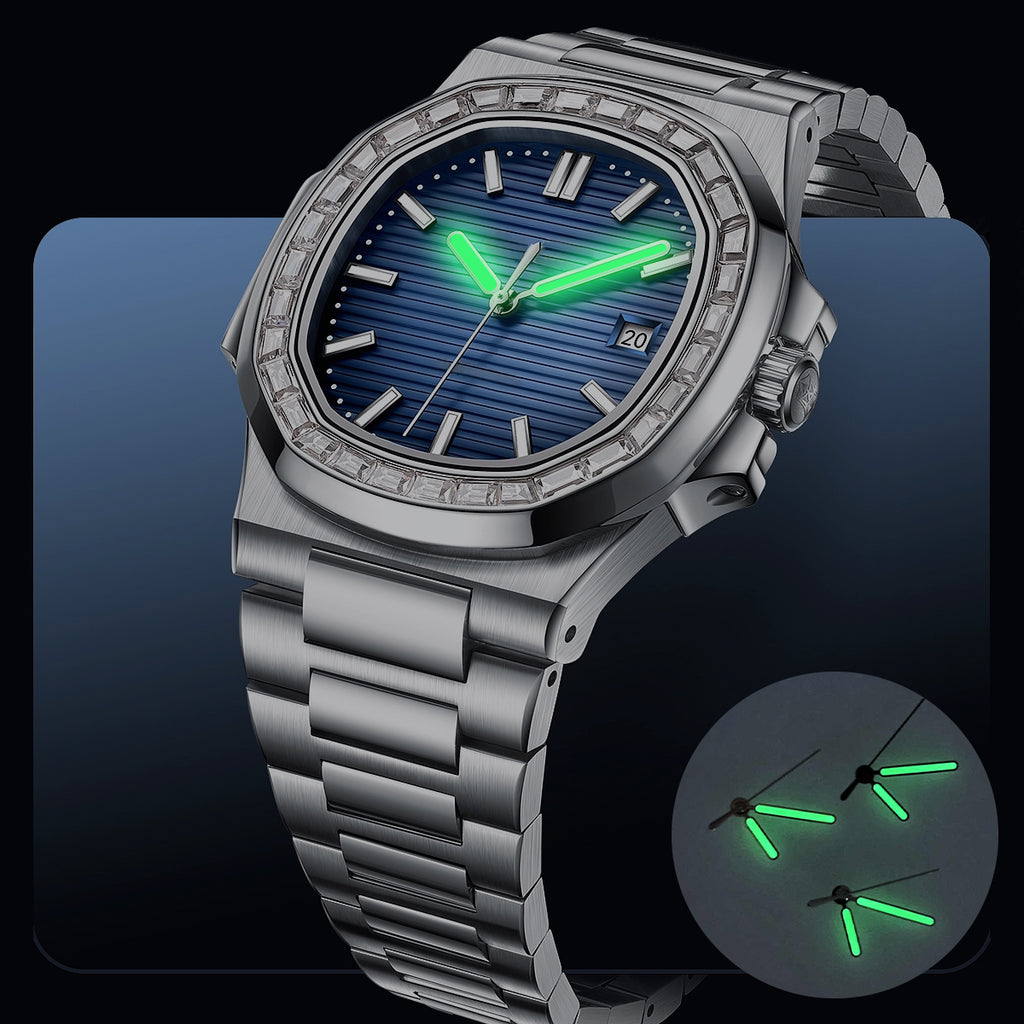 Montre Homme Luxe Diamant | Bracelet Acier — Poedagar 925