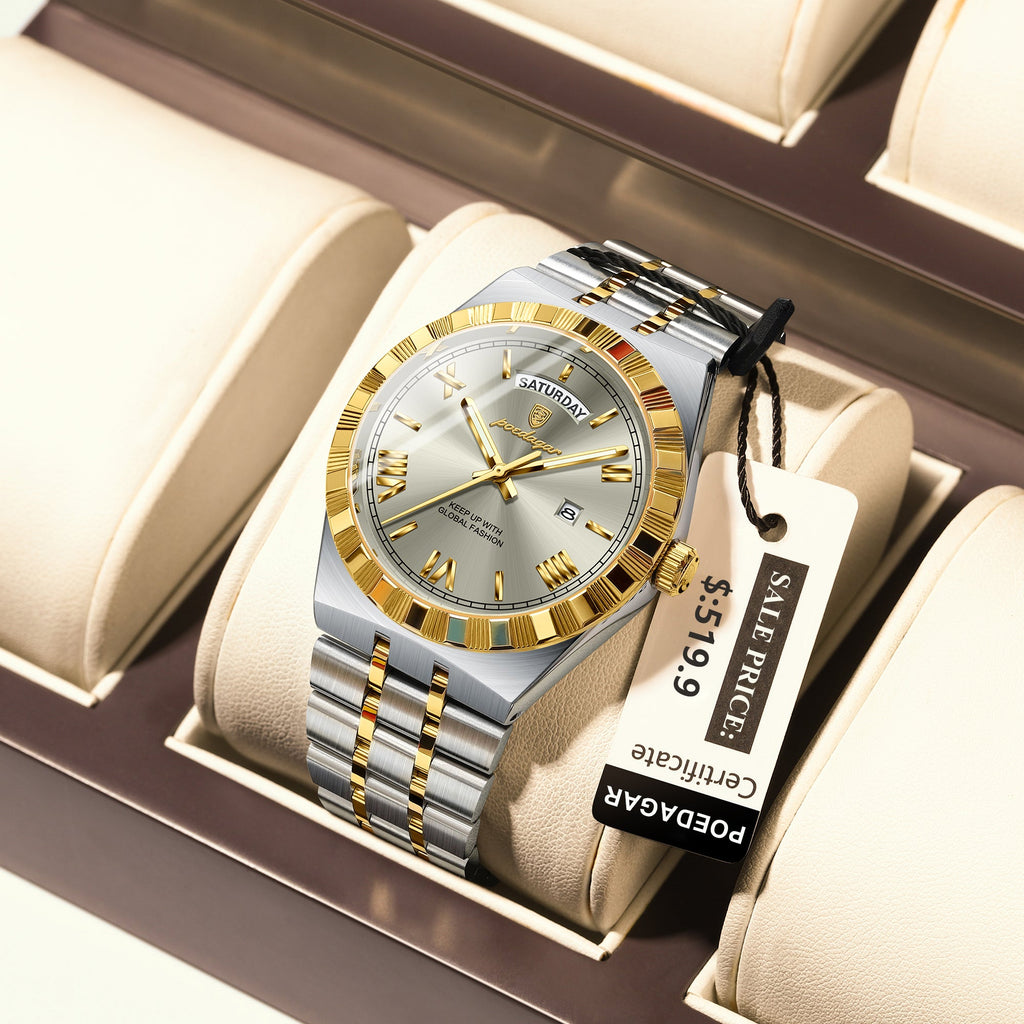 Montre POEDAGAR Fashion en acier inoxydable étanche pour homme et femme, de luxe et originale, à quartz, idéale pour les affaires.