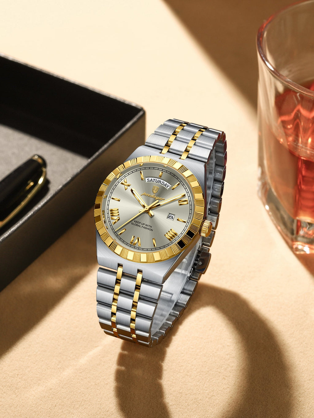 Montre POEDAGAR Fashion en acier inoxydable étanche pour homme et femme, de luxe et originale, à quartz, idéale pour les affaires.